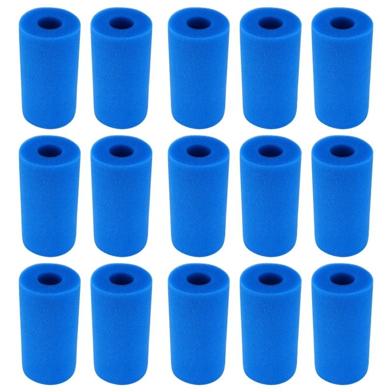 Bleu - Filtre en mousse éponge réutilisable pour piscine, accessoires pour Intex Type a, filtre lavable, nettoyage, 15 pièces