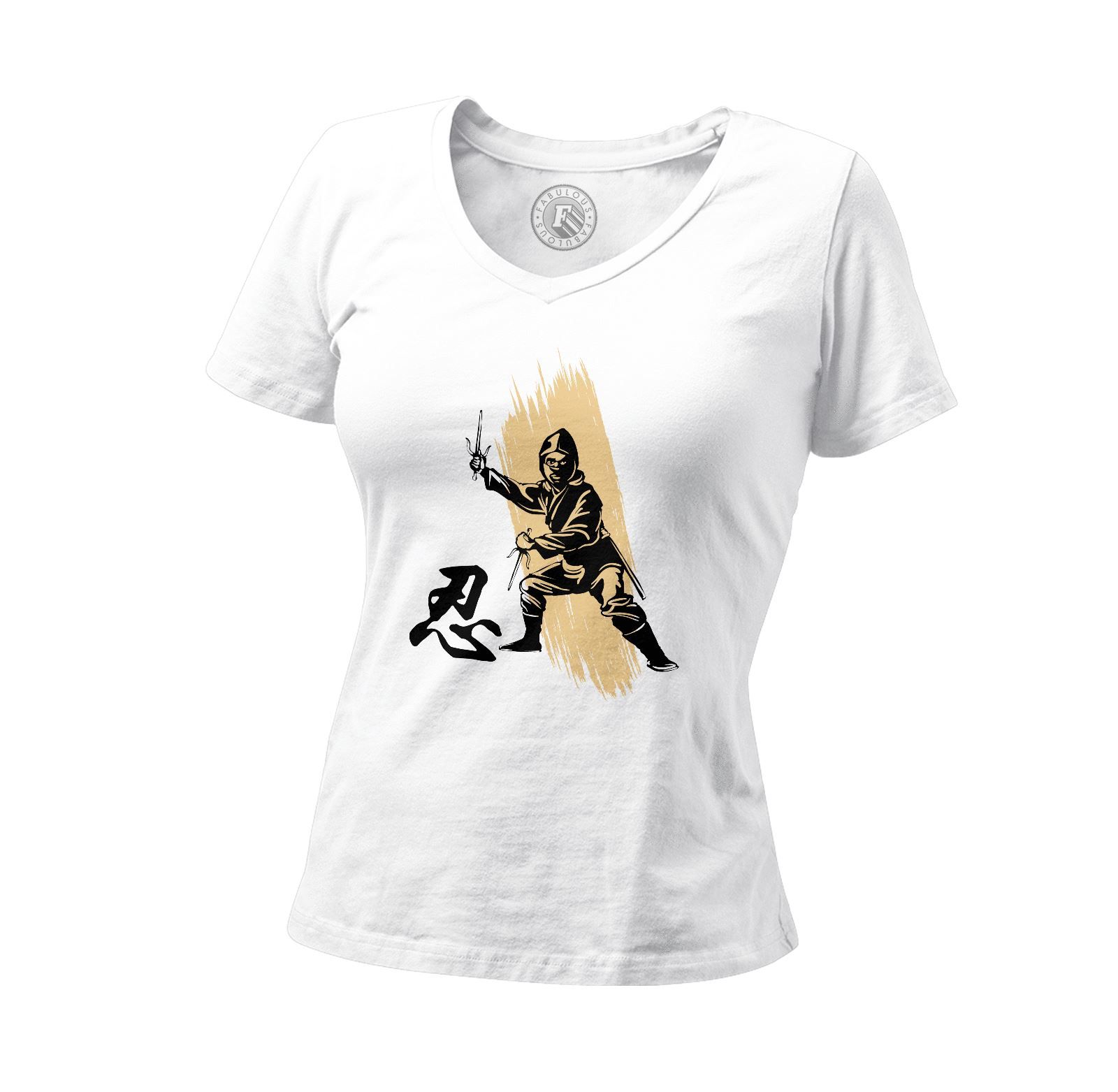 T-Shirt Femme Col V Ninja Arts Matiaux Manga Japon Asie Culture