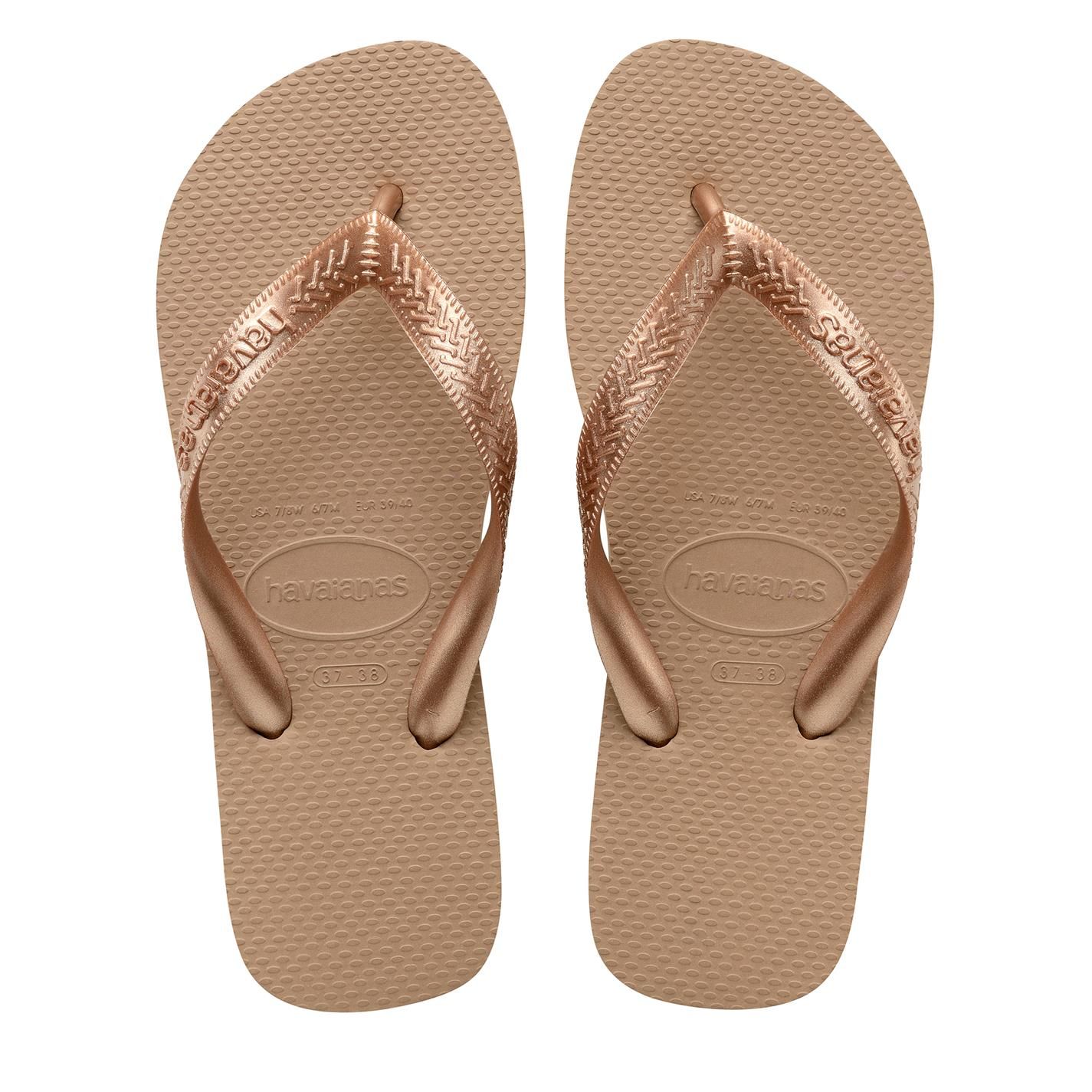 Havaianas Top Tiras Tongs Claquettes Femmes Couleur Rose Doré Taille 37/38