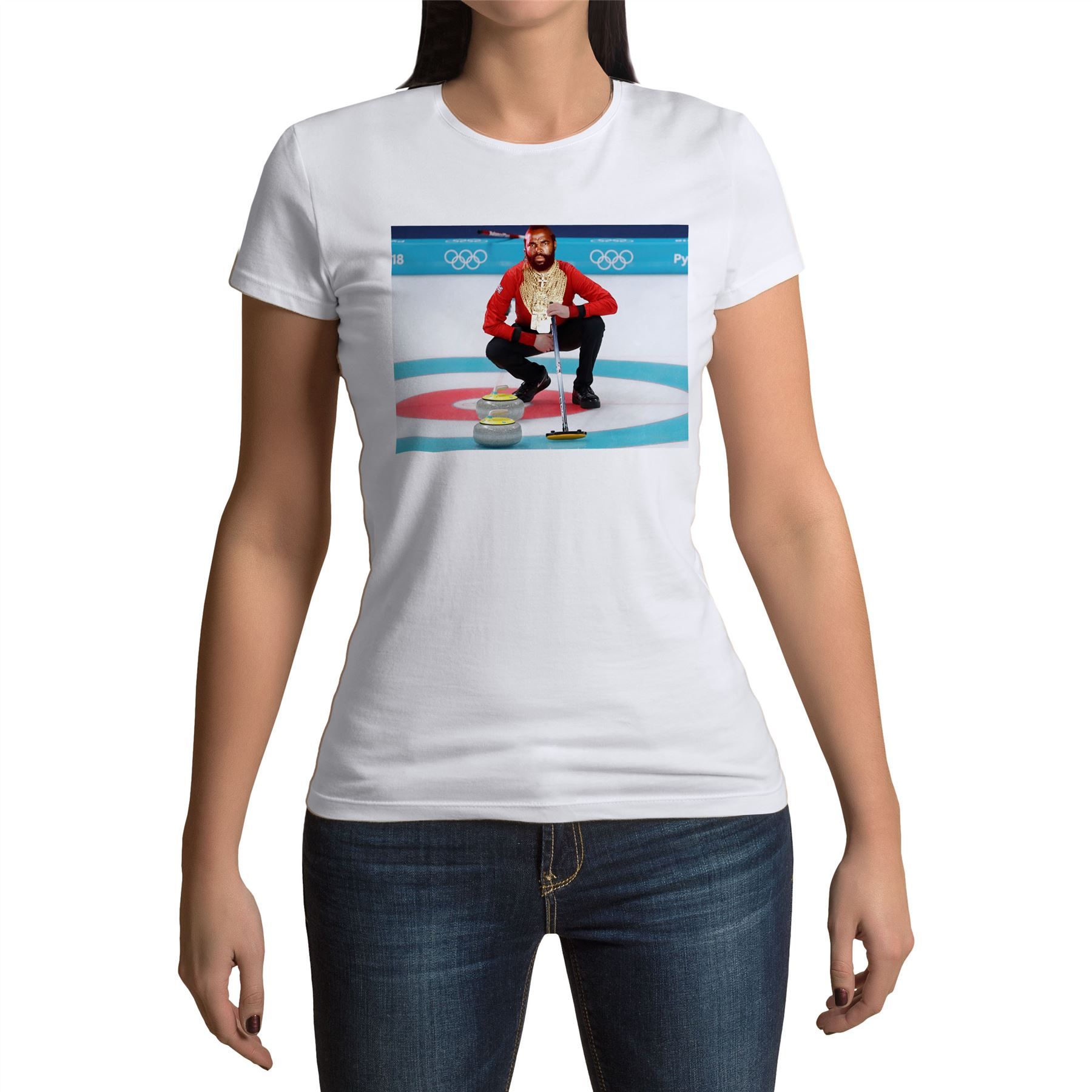 T-Shirt Femme Col Rond Curling Is Cool Swag Barracuda L'agence Tous Risque Humour