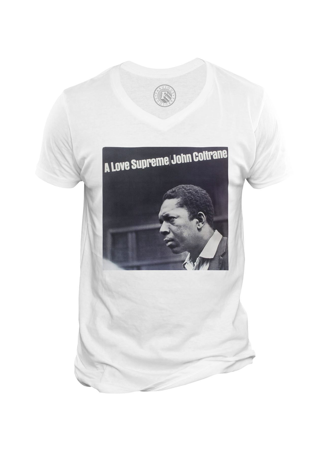 T-Shirt Homme Col V John Coltrane A Love Supreme Album Cover Jazz Saxophone