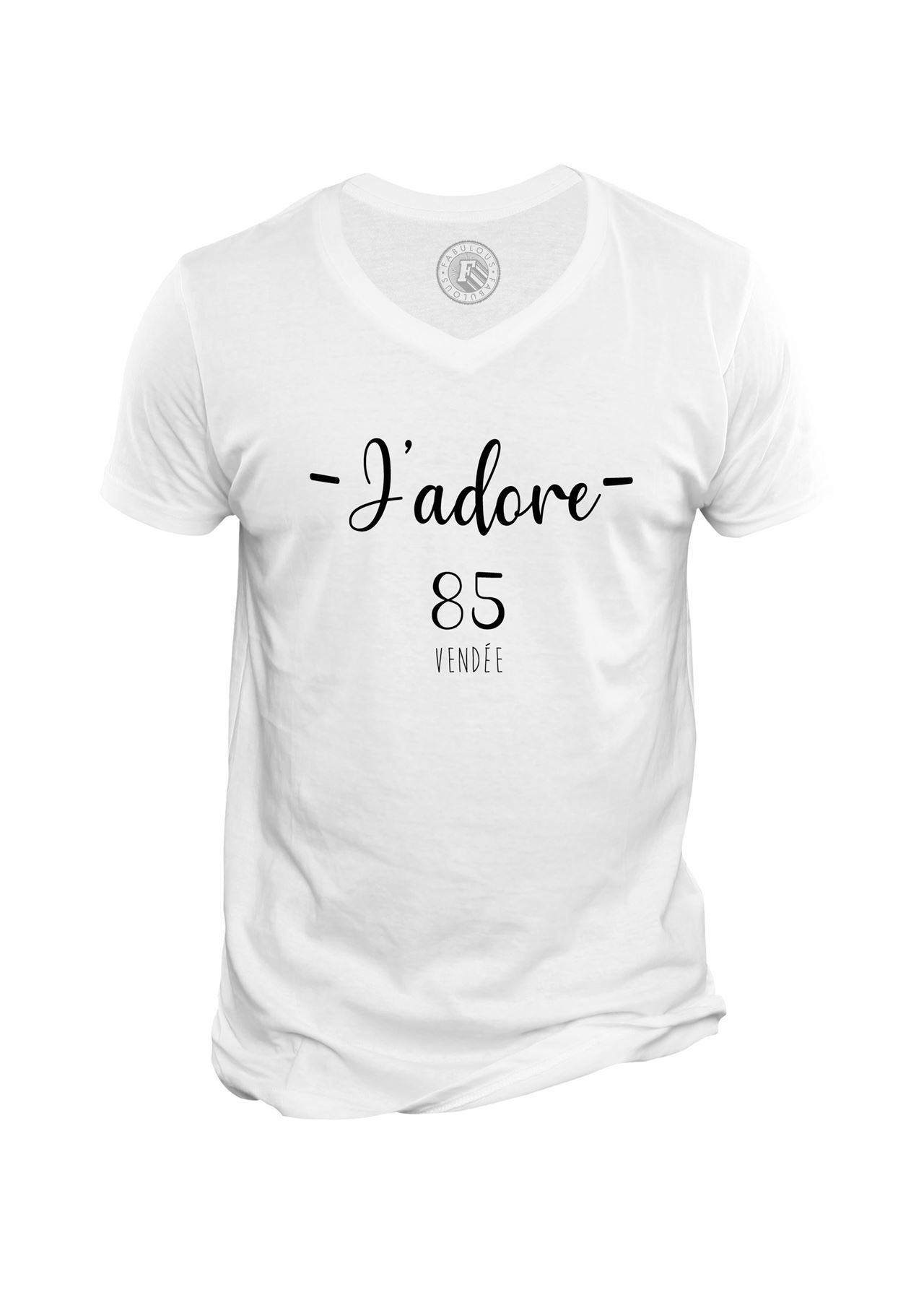 T-Shirt Homme Col V J'adore 85 Vendee Departement France Region