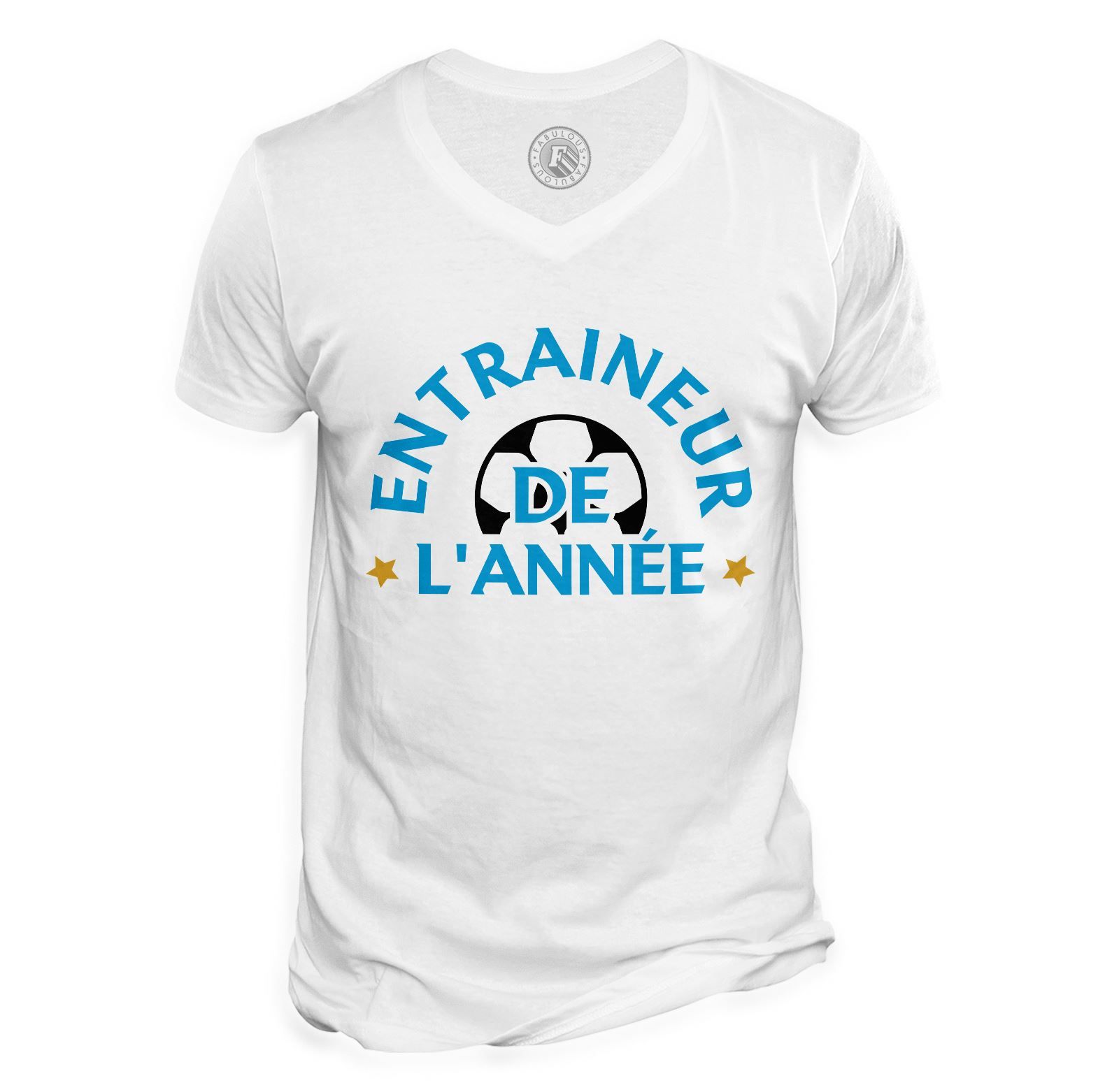 T-Shirt Homme Col V Entraineur De L'année Sport Foot Football