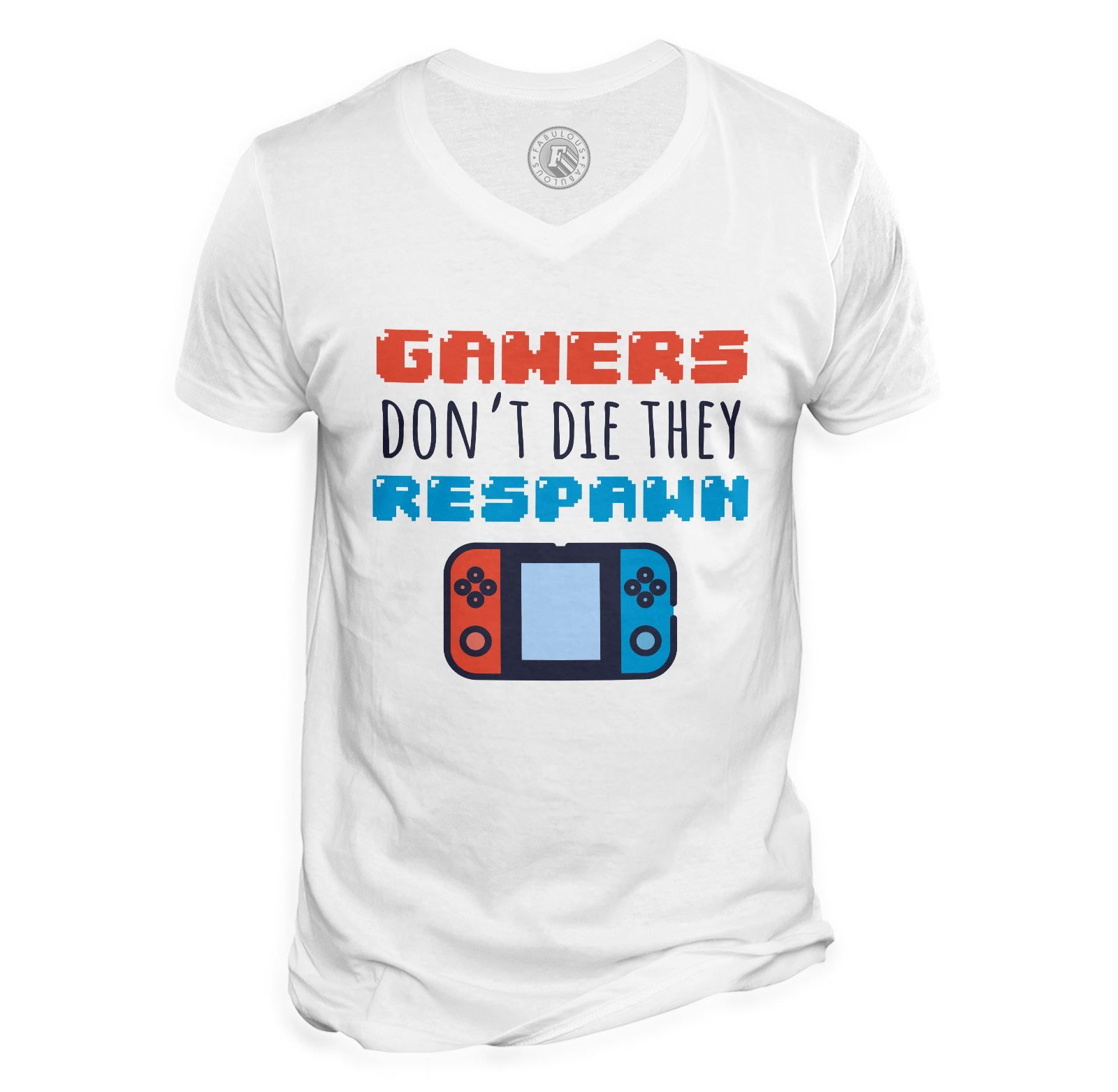 T-Shirt Homme Col V Gamers Don't Die They Respawn /Jeux Vidéo Retro Gaming Arcade