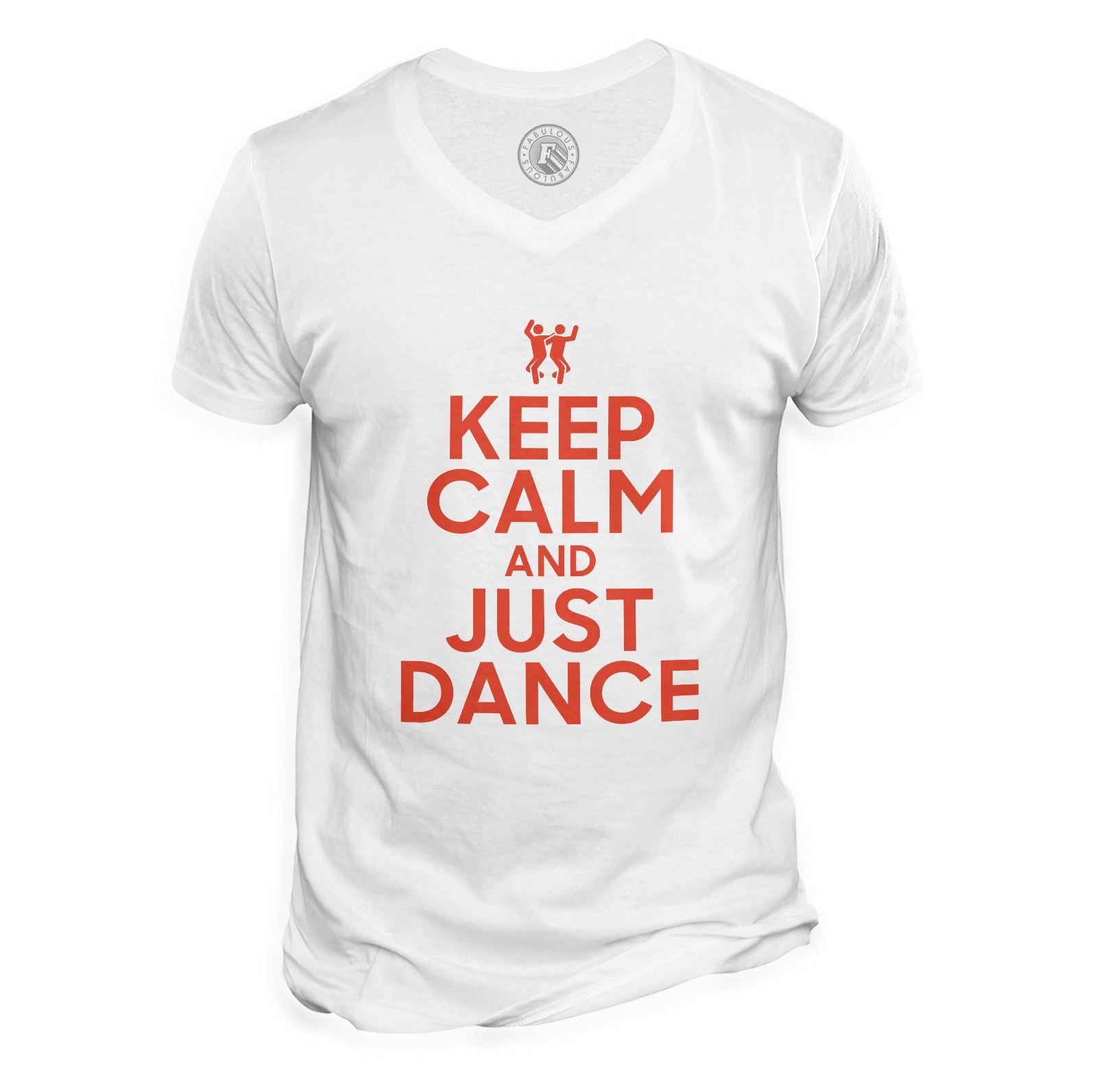 T-Shirt Homme Col V Keep Calm And Just Dance Parodie Angleterre Danse