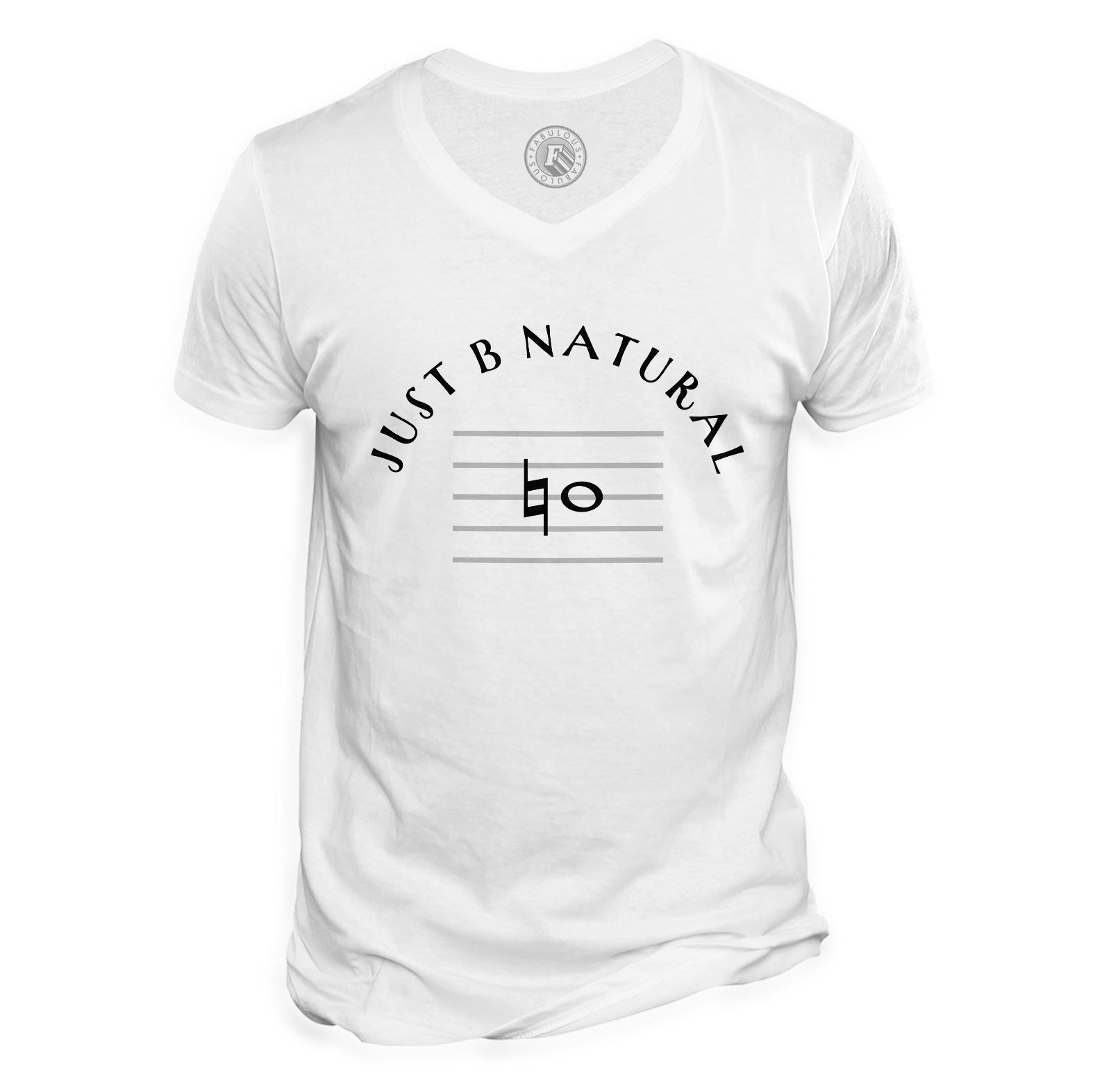 T-Shirt Homme Col V Just B Natural Musique Musicien Instrument Solfège