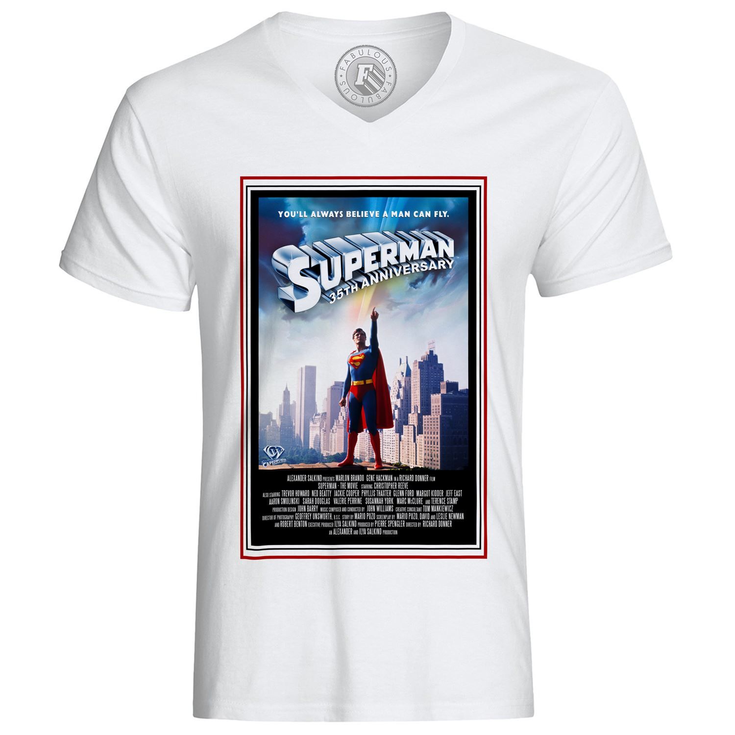 T-Shirt Homme Vieille Affiche Anglaise De Film Superman 35th Anniversary Rétro Poster Cinéma Vintage