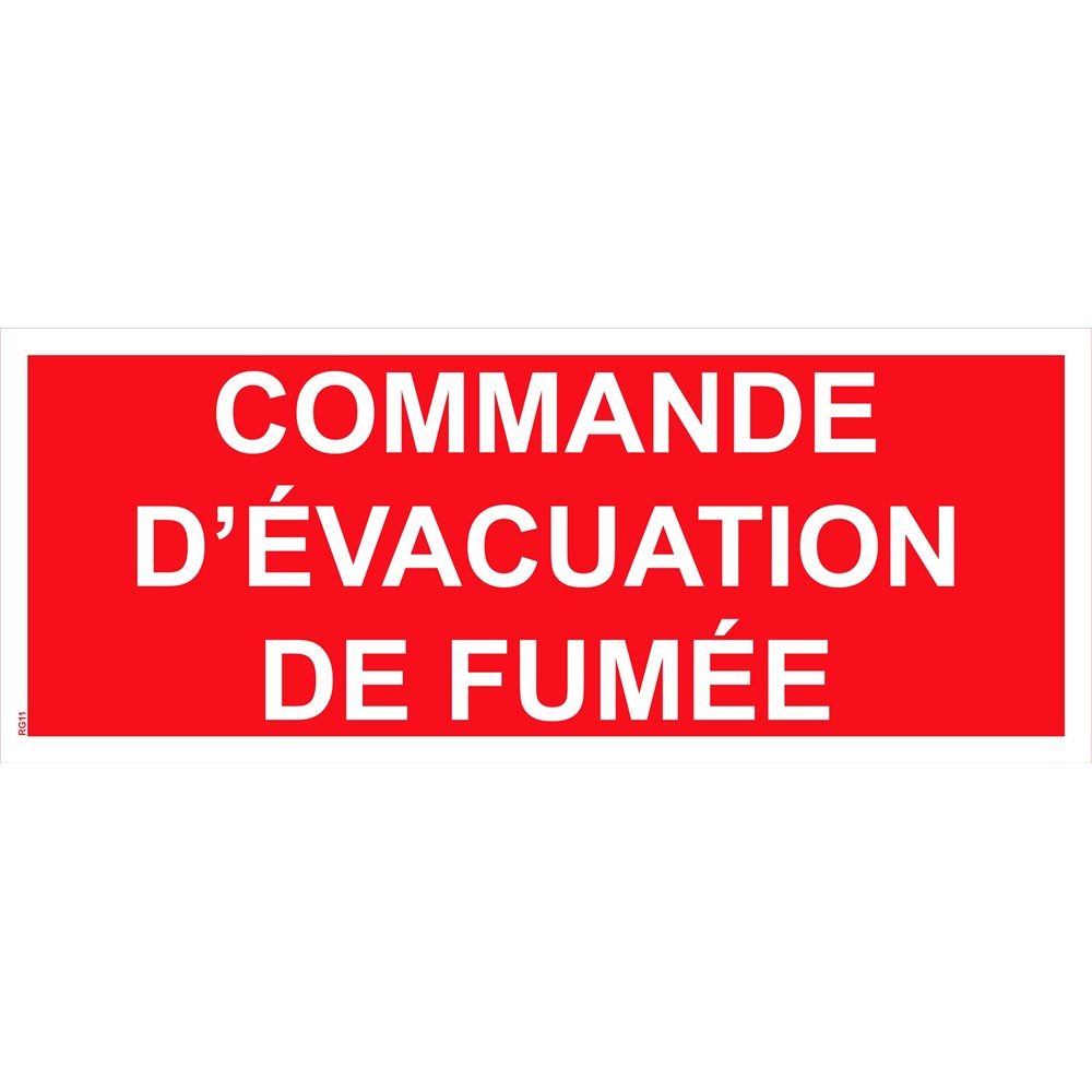 Panneau "Commande d'évacuation de fumée" PVC - 200x80 mm