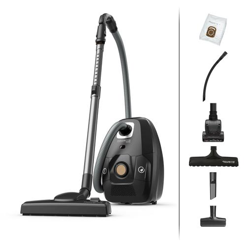 Rowenta Ro6189Ea Aspirateur Avec Sac, Ultra Basse Consommation, Haute Filtration, Ultra-Silencieux, Green Force Effitech, Noir/Liège