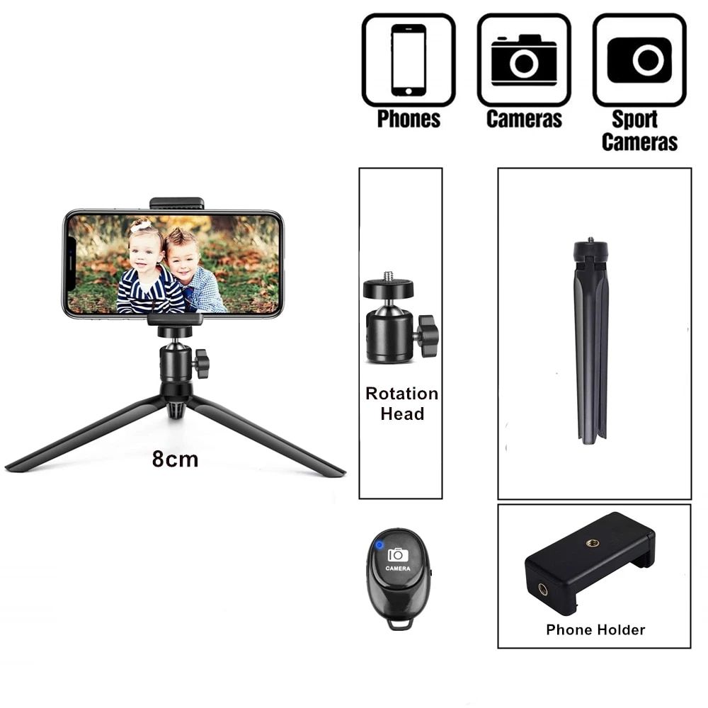 Trépied de support de téléphone portable,anneau de support pour téléphone portable,Kit de vlog Flexible,Selfie - Type 8cm Tripod