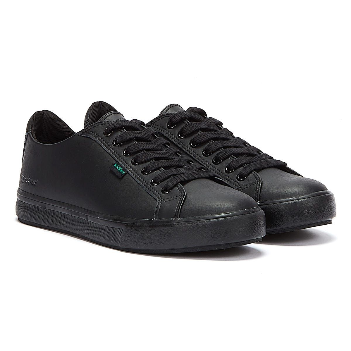 Kickers Noirs Cuir Tovni Lacer Trainers - vue 6