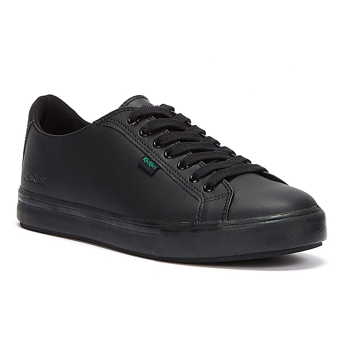 Kickers Noirs Cuir Tovni Lacer Trainers - vue 5