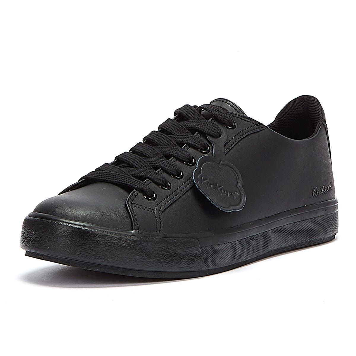 Kickers Noirs Cuir Tovni Lacer Trainers - vue 4