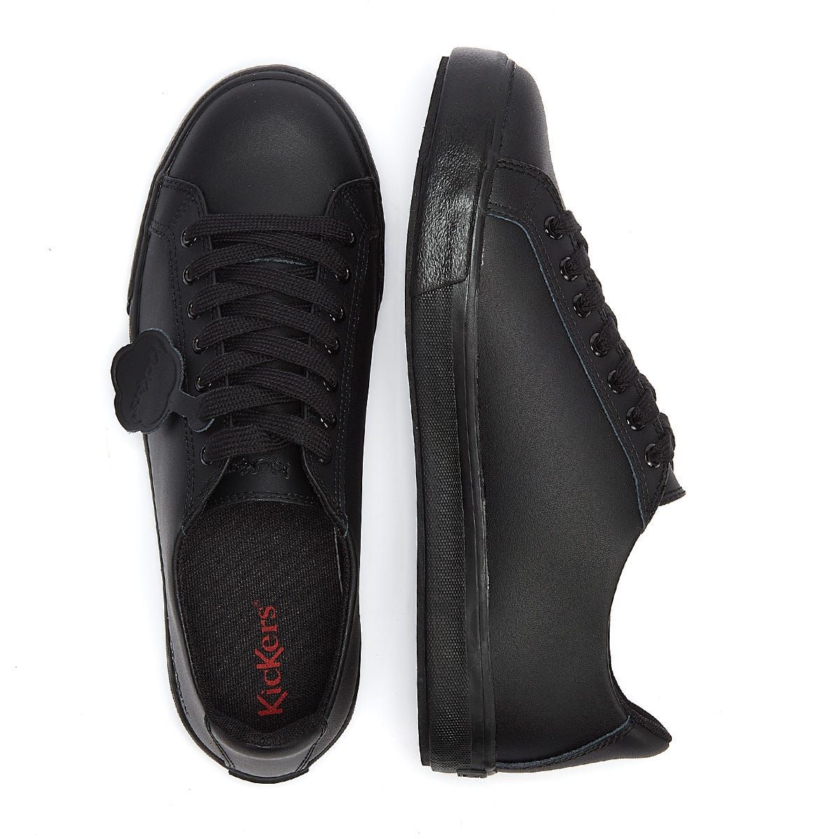 Kickers Noirs Cuir Tovni Lacer Trainers - vue 3