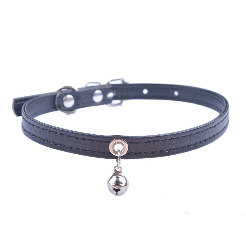 Black-31cm -Collier Réglable Pour Chiots, Avec Cloche, Pour Petits Et Moyens Chats, Disponible En Violet, Noir, Blanc, Rose, Tailles