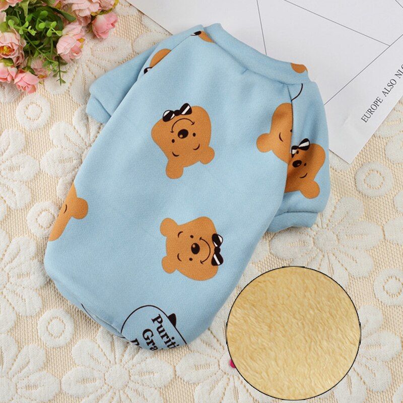 Blue Teddy-S-12 -Doux Chat De Compagnie Vêtements Pour Chats Hiver Chat Costume Katten Gotas Kedi Sweat À Capuche Pull Chiot Vêtemen