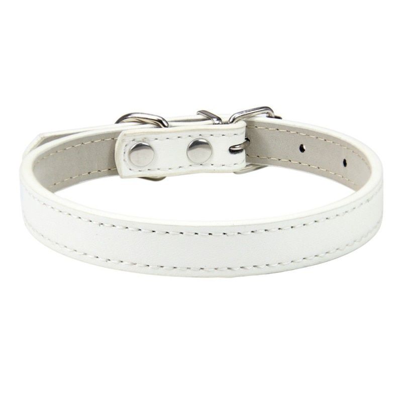 White-1.3m -1pc Populaire Réglable Coloré Colliers Pour Animaux De Compagnie Chaton Chat Collier Pu Cuir Cou Sangle Sûr Pour Chiens
