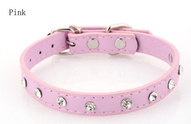 Rose-S -Offre Spéciale Strass Collier De Chien Diamante Colliers Pour Animaux De Compagnie En Cuir Pu Xxs Xs S M