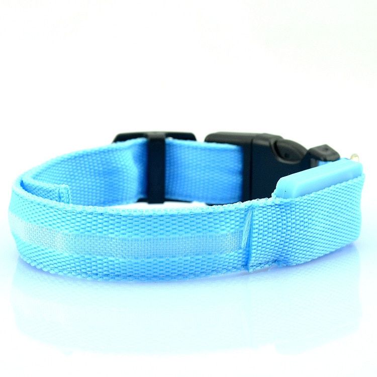 Buttonbattery Blue-S -Led En Nylon Collier De Chien De Compagnie Usb Charge Chien Sécurité Veilleuse Anti Perte/Accident De Voiture