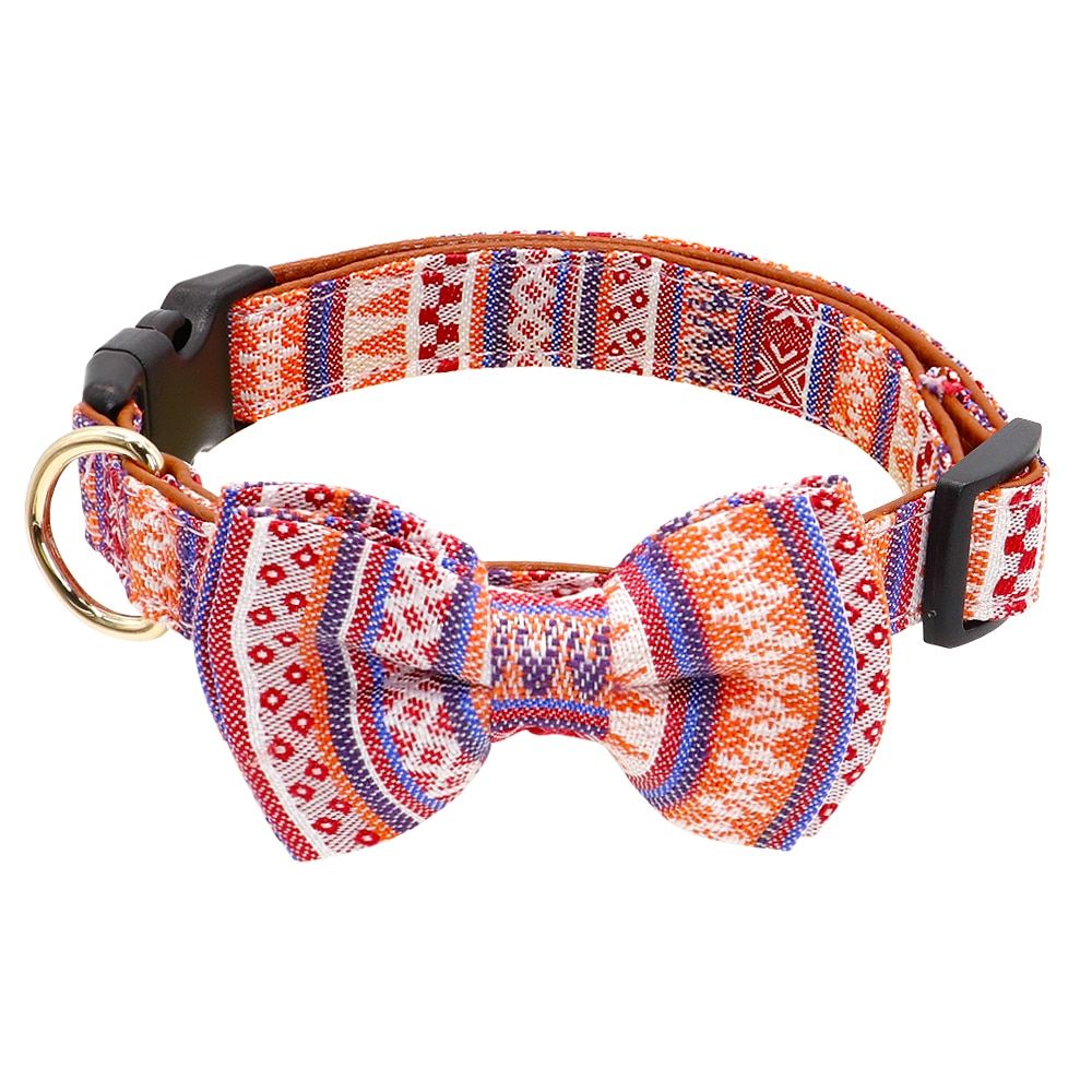 Rose-25-34cm -Collier De Chien Imprimé N¿Ud Papillon Mignon Petits Colliers De Chiens Moyens Avec N¿Ud Papillon Collier De Chiot Cha