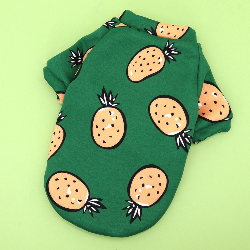 Green-S -Mignon Impression Sweat À Capuche Chat Petits Chiens Chat Vêtements Manteau Hiver Chaud Vêtements Pour Animaux De Compagnie