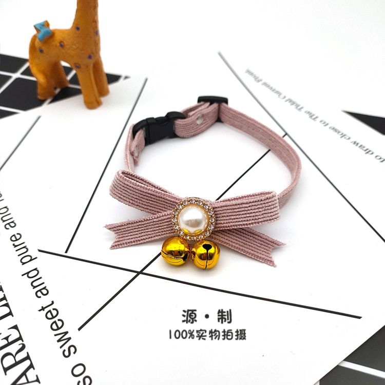 B032 Cat Collar B-S -Collier De Chat Avec Cloche N¿Ud Papillon Belle Princesse Collier De Perles Réglable Sécurité Chaton Collier Ga