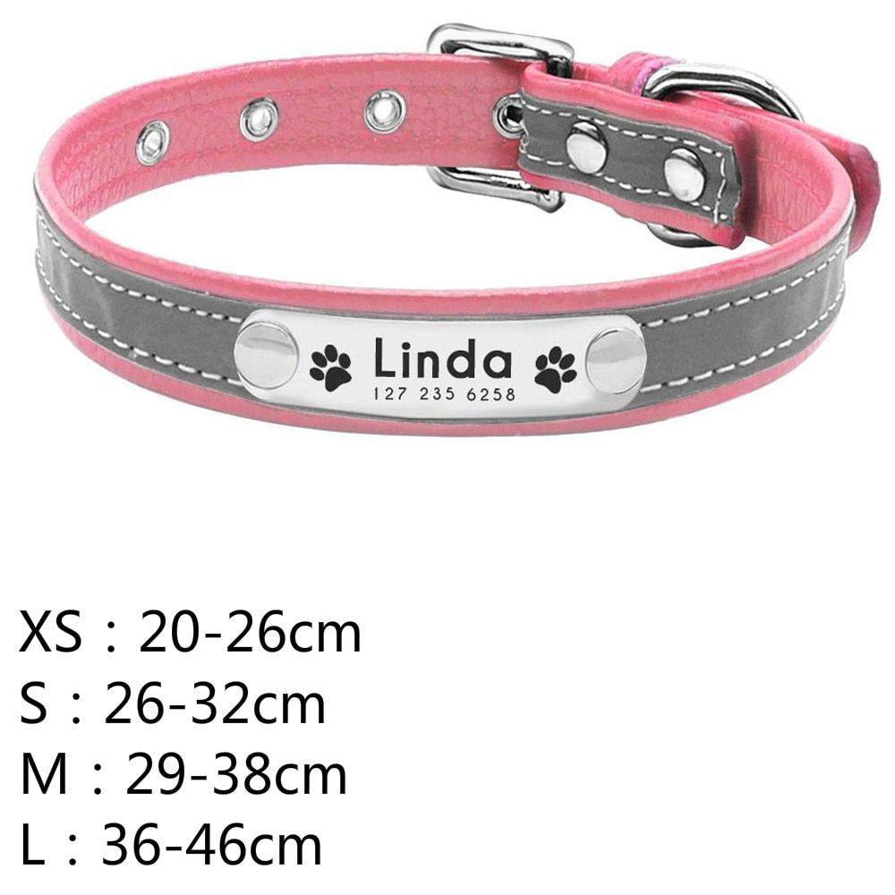 J-Xs -Collier En Cuir Réglable Personnalisé Pour Chien, Identification Du Nom Du Chiot, Étiquette De Plaque Signalétique Gravée Xs L