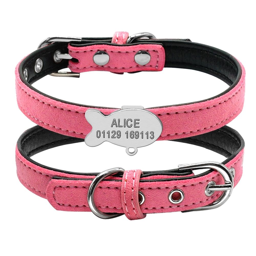 Rose-Xxs -Collier De Chat Personnalisé Chiot Personnalisé Petits Chiens Colliers D'identification Gravé Nom Numéro De Téléphone G