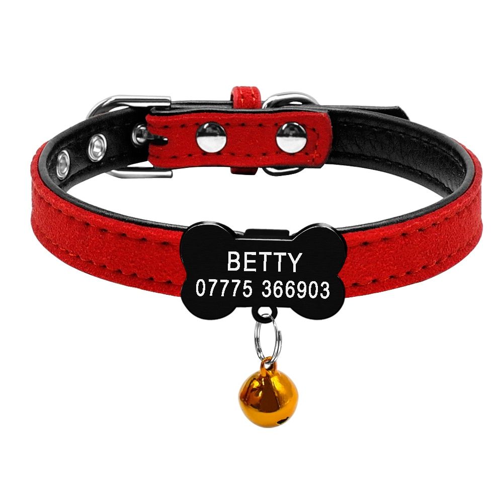 Black Bone 3-Xs -Collier Souple Avec Clochette Pour Chien Et Chat, Accessoire De Sécurité Personnalisé Avec Nom Et Identification Du