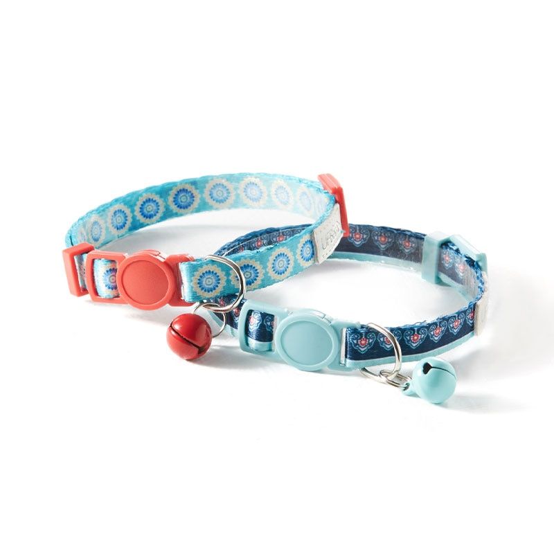 Navy And Aqua-S (Neck 20-30cm) -Ufbemo Fournitures Pour Animaux De Compagnie Collier De Colliers De Chat Avec Cloche Paquet De 2 Piè
