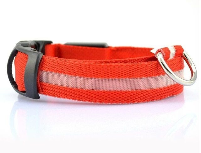 Battry Red-M -Led Collier De Chien En Nylon Pour Animaux De Compagnie Sécurité De Nuit Clignotant Lueur Dans La Laisse De Chien Somb