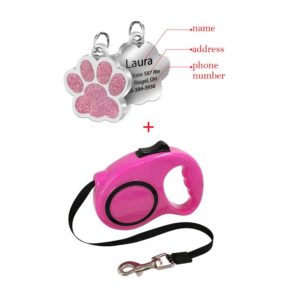 M-5m -Laisse Pour Animaux De Compagnie De 3/5 Mètres Pour Grands Chiens Laisse De Gros Chien Rétractable En Nylon Durable Conduit Ac