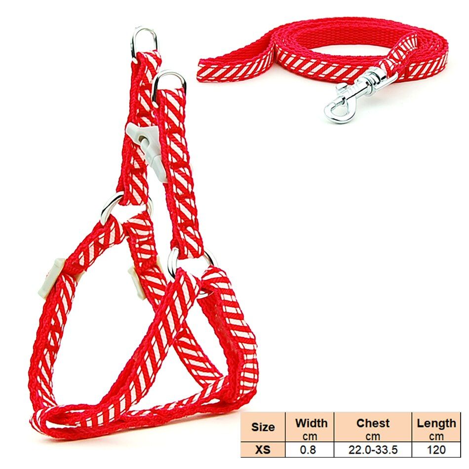 Red Stripes-Xs -Harnais À Laisse Pour Animaux Domestiques, Collier Pour Chiens Et Chats, Pour Chiots, Petits Chats, Pour Marcher En