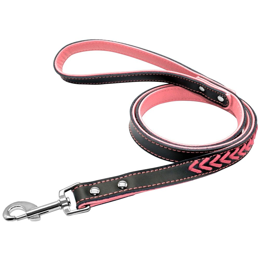 Pink Leash -S -Collier En Cuir Pour Animaux De Compagnie, Tressé, Peros, Avec Étiquette D'identification, Personnalisé Avec Plaq