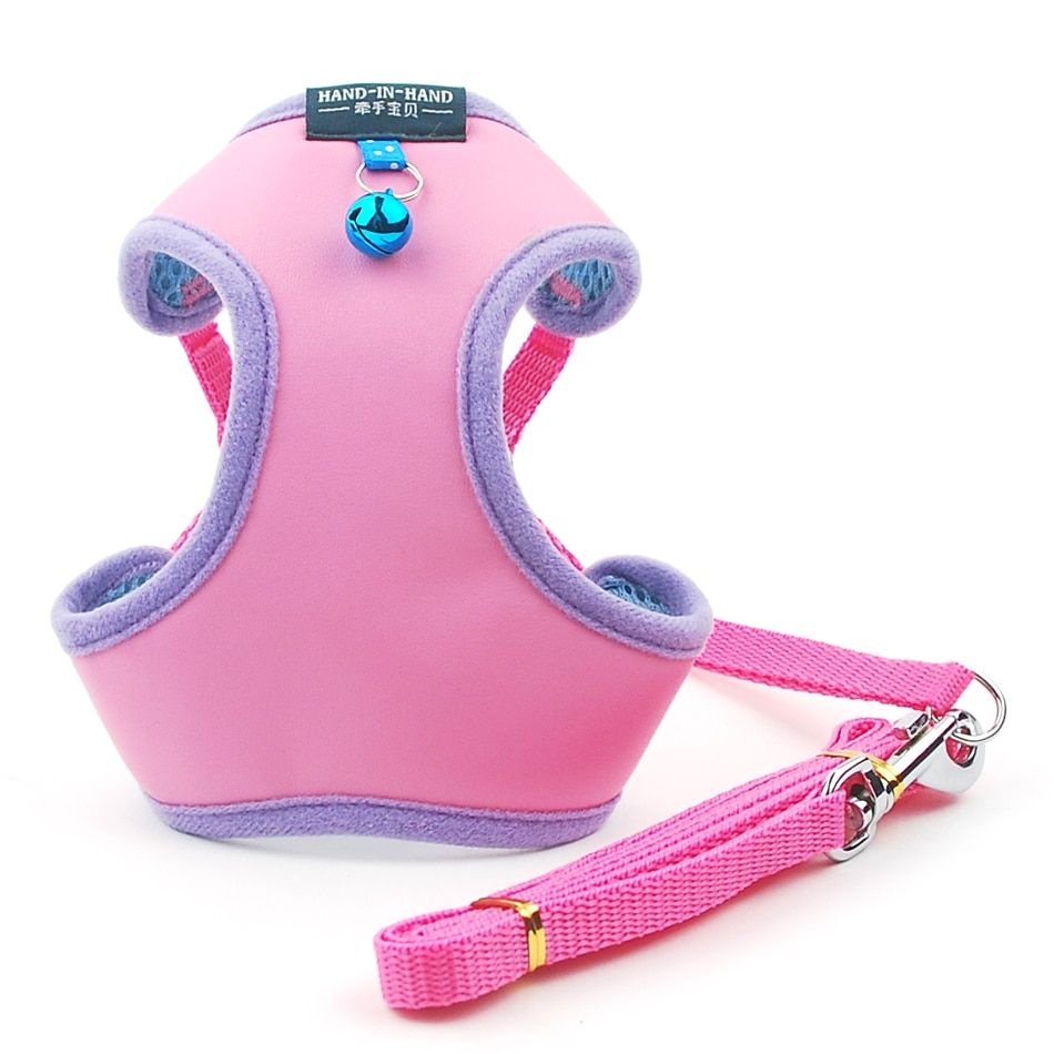 Pink Sets-L -Harnais Pour Animal De Compagnie, Avec Cloches, Laisse De Plomb, À Mailles, Pour Chiots, Pour Petits Et Moyens Chiens