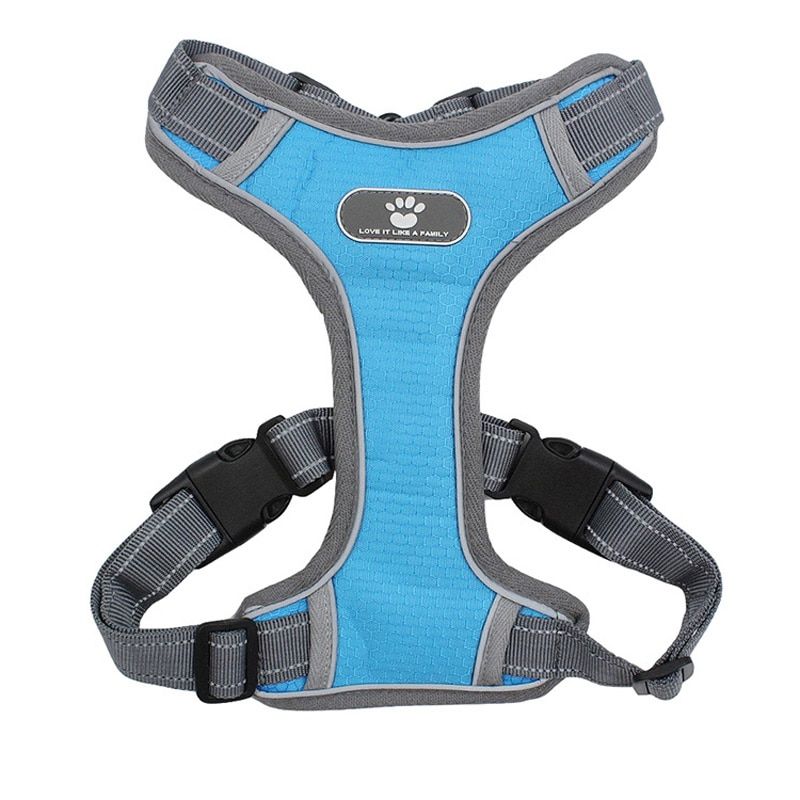 Light Blue-L -Harnais Réfléchissant Pour Animaux De Compagnie, Pour Grands Chiens, Sans Traction, Gilet En Maille Respirante, Pour P