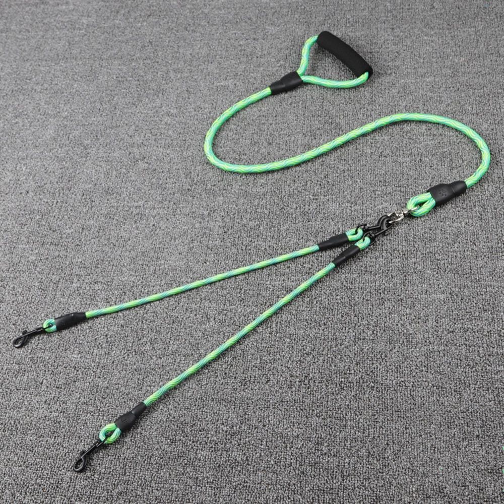 Green-M 1.0x0.6x150cm -Nouveau 2 Deux Chien Laisse Corde Marche Formation Chiot Double Plomb Laisse Nylon Durable Facile À Démonter