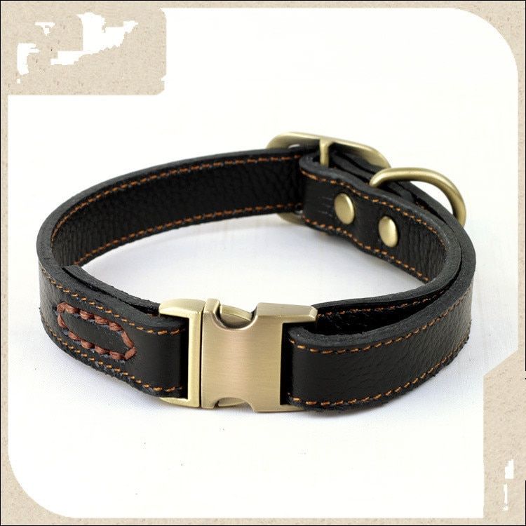 Black-24-36x1.5cm -Colliers En Cuir Véritable Pour Chien De Vache, Colliers D'entraînement Pour Animaux De Compagnie, Qualité Sup