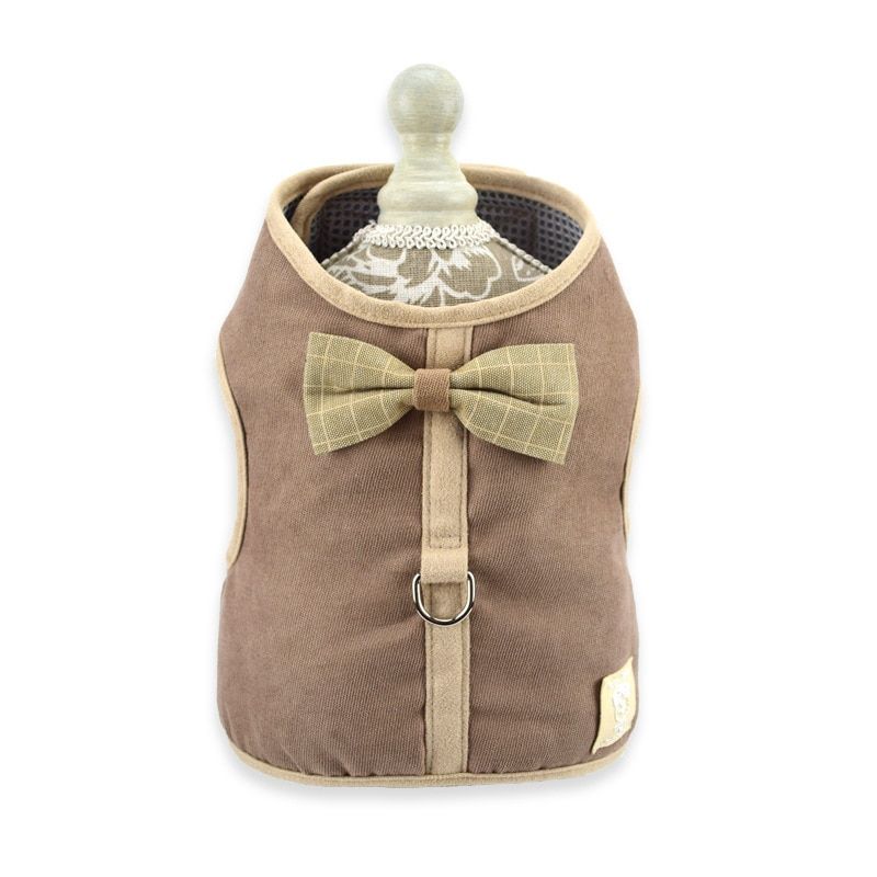 Chocolat-L -Collier Pour Animaux De Compagnie, Style Coréen, Pour Chien, Chiot, Chat, Ensemble Gilet, Harnais Et Laisse Avec N¿Ud Pa