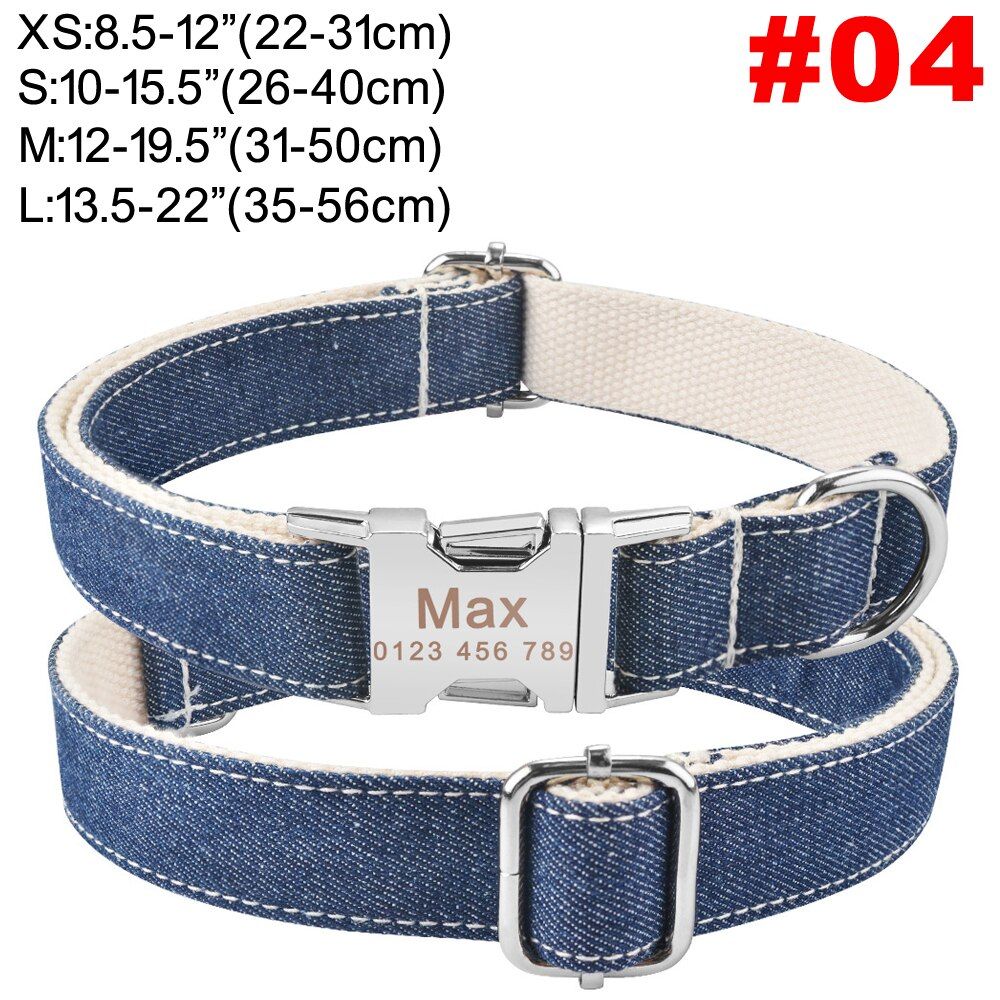 White Denim-M 31-50cm -Nylon Mode Garçon Fille Unisexe Chiens Collier Produits Collier Pour Animaux De Compagnie Petit Grand Collier