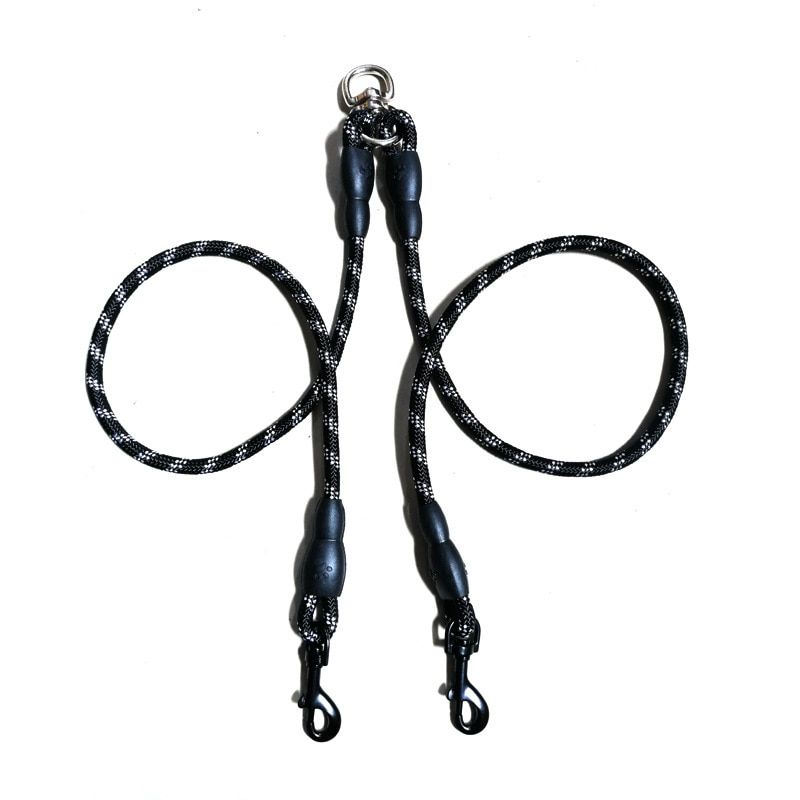 Black-M -Double Laisse Réfléchissante Pour Chien, En Nylon, Pour Deux Chiots Et Chiots, Pour L'entraînement À La Marche