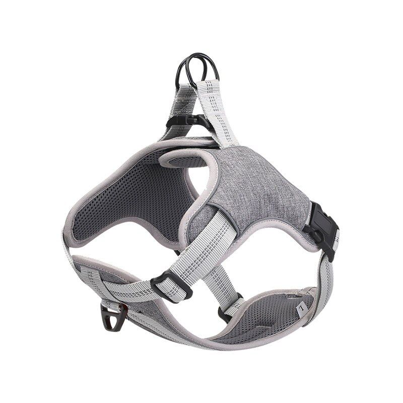 Gris-M -Harnais Pour Chien De Compagnie Gilet Réfléchissant Sans Traction Harnais Réglable Pour Petits Chiens Moyens Grands Husky Bo