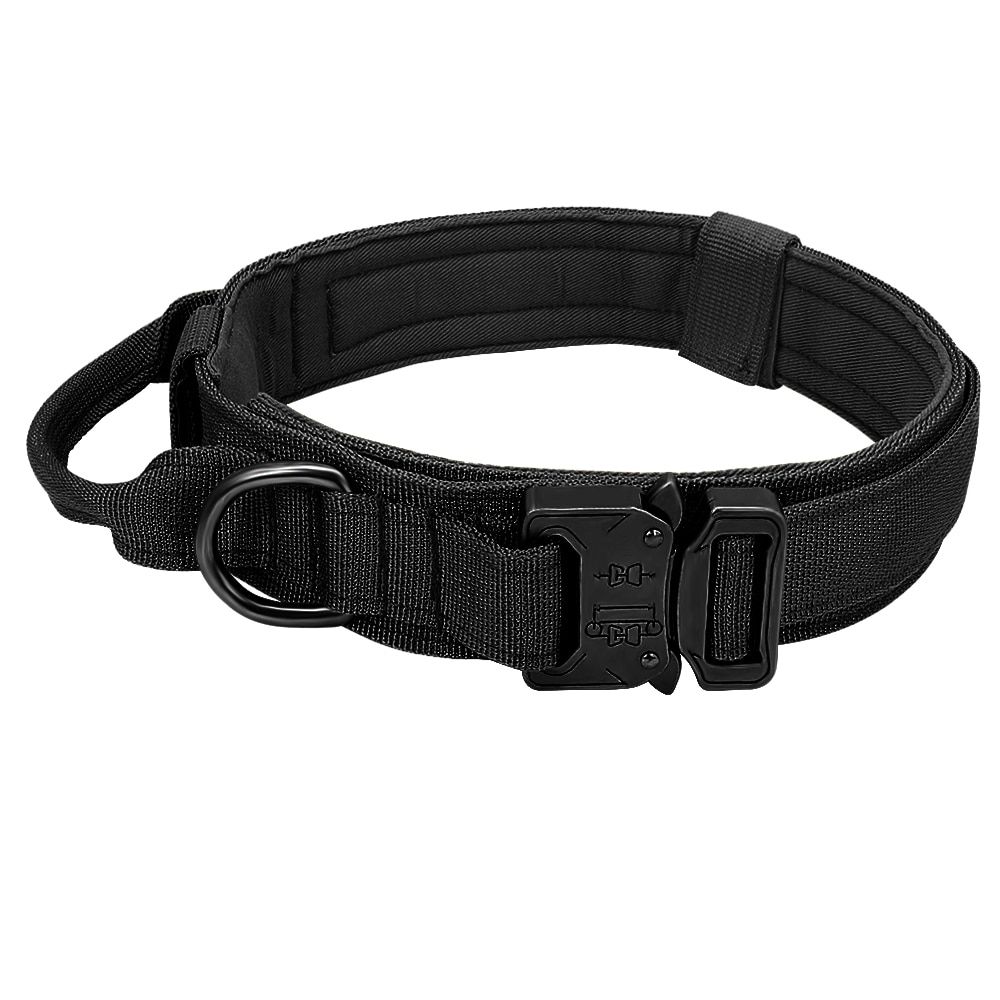 Black Collar-Xl -Collier De Chien Tactique Militaire Collier De Laisse Élastique En Nylon Collier Pour Animaux De Compagnie Grand Ch
