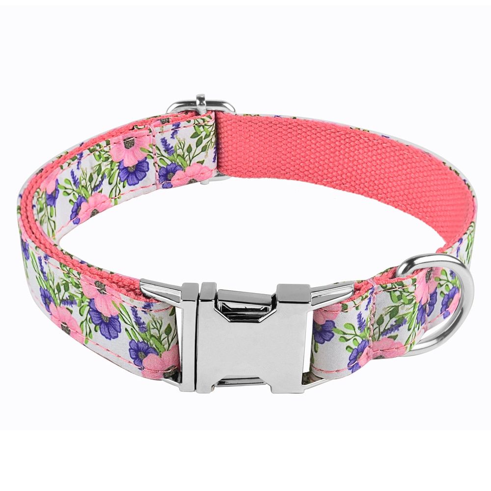 Pink-L 18-26 Inch -Collier En Nylon Réglable Pour Chien, Collier Personnalisable Avec Nom Sculpté Pour Téléphone, Pitbull Bleu