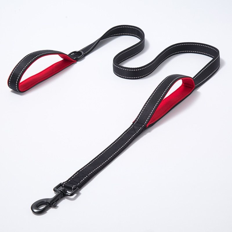 Black Red-2.5cm X 180cm -Corde De Traction Pour Grand Chien, Laisse Double Main, Ceinture En Nylon, Double Épaisseur, Réfléchissant,