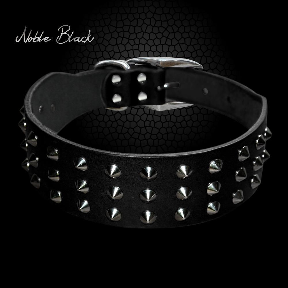 Black-L -Colliers En Cuir Véritable À Rivets Cool Pour Chiens, Pour Petits, Moyens Et Grands Chiens, Boxer Noir Et Marron, Bouledogu