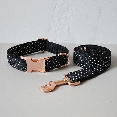 Dog Collar Leash Set-S -Boucles Réglables En Métal Or Rose, N¿Ud Papillon, Collier De Chien Pour Petit Et Grand Chien Labrador, Coll