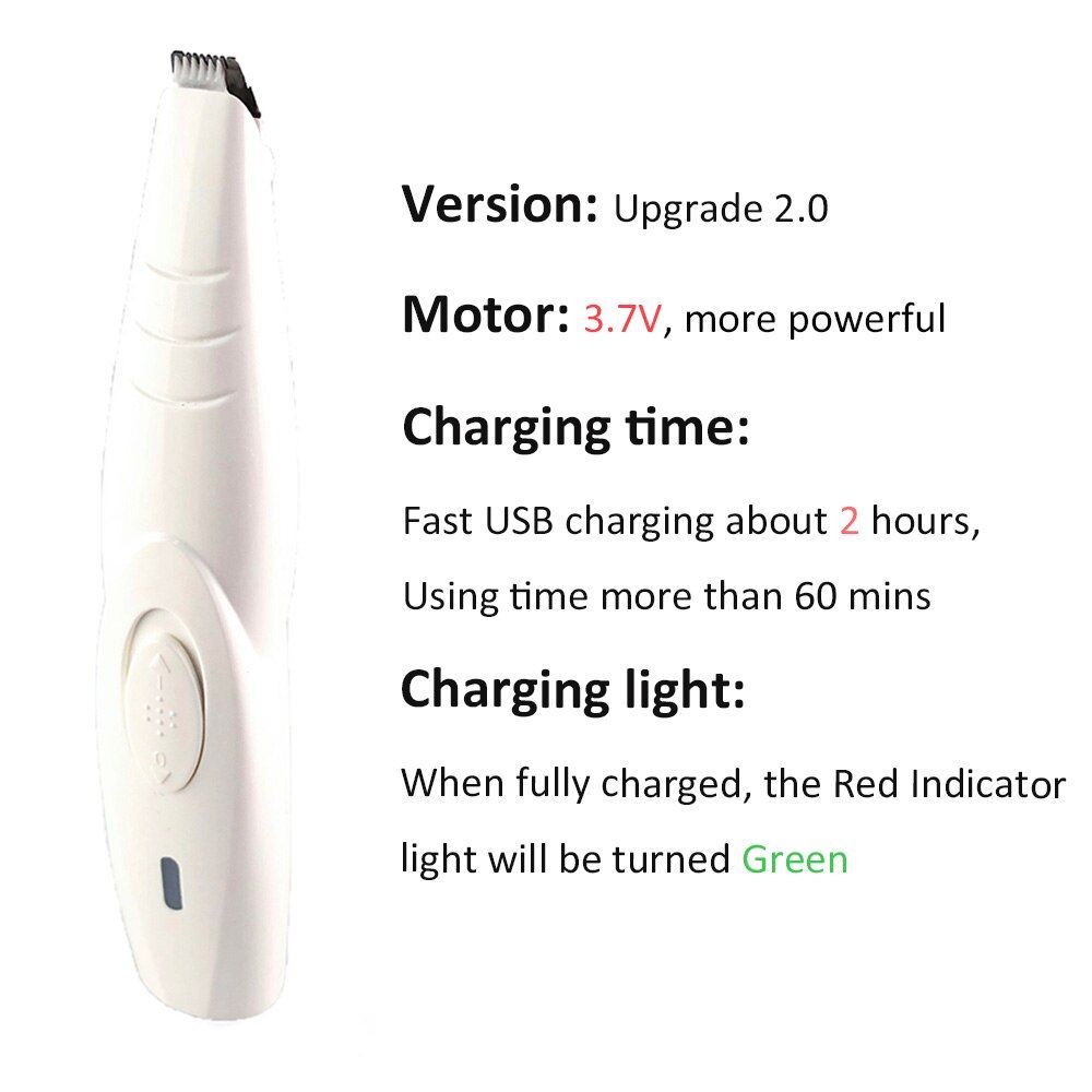 Upgrade 2.0 White -Tondeuse Locale Pour Animaux De Compagnie, Appareil De Toilettage Précis Pour Chiens Et Chats, Rechargeable Par U
