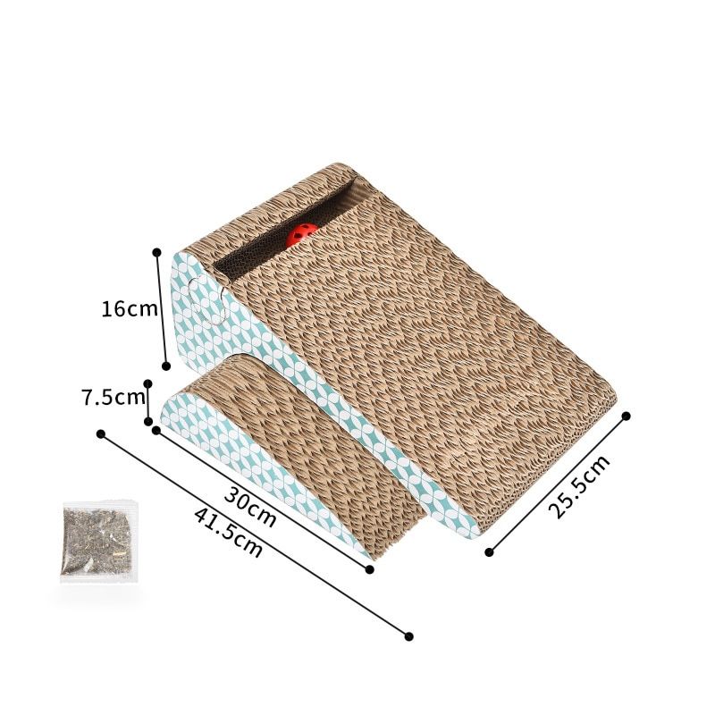 Twoinone -Planche À Gratter En Papier Ondulé Pour Chat, Jouets Avec Cloches, Herbe Aux Chats, Jouet De Meulage, Protection Des Ongle