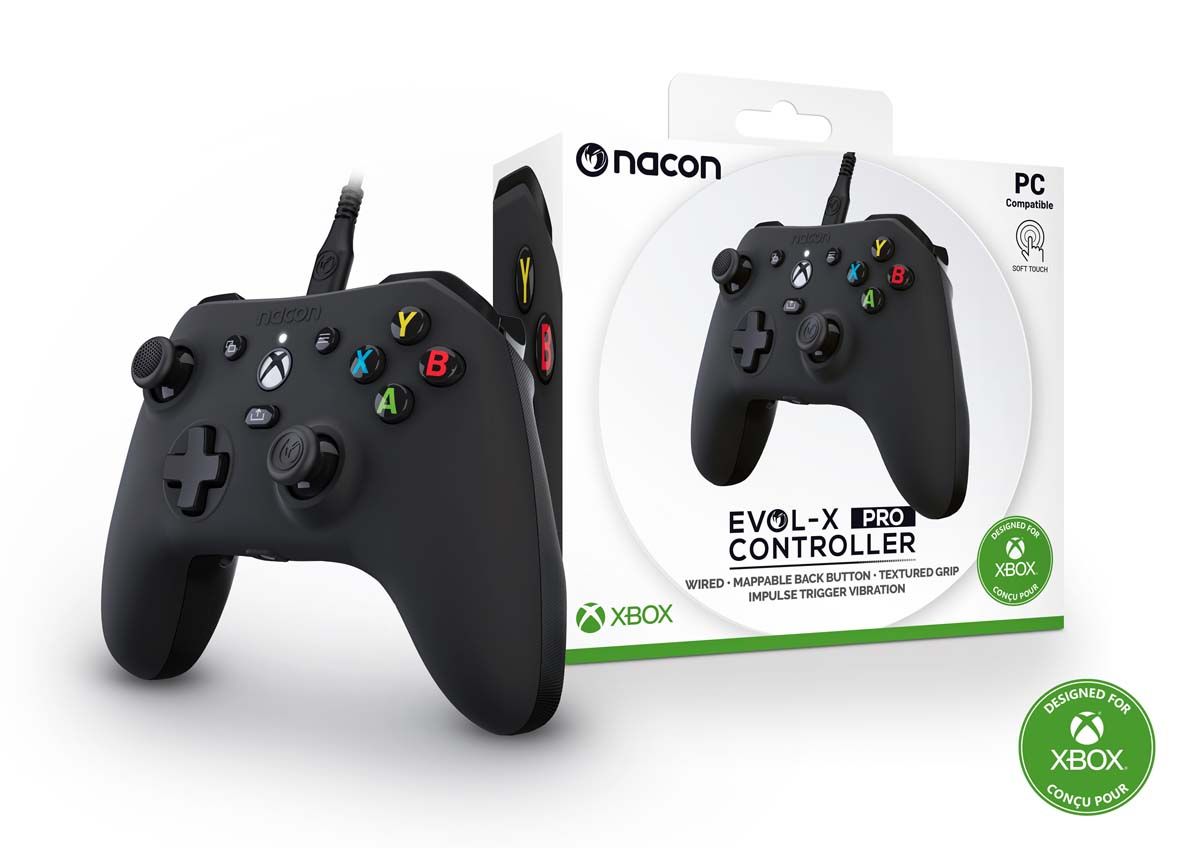 Manette Filaire Evol-X Nacon Noire Pour Xbox Series X/S, Compatible Pc Avec Un Câble Détachable De 3 Mètres